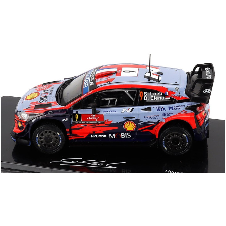 EDICOLA HYUNDAI i20 WRC N 9 3rd RALLY TURKEY 2020 SEBASTIEN LOEB - DANIEL ELENA - CON VETRINA - WITH SHOWCASE - LIGHT BLUE RED