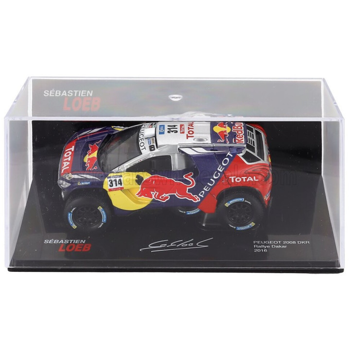 EDICOLA PEUGEOT 2008 DKR16 TEAM PEUGEOT TOTAL N 314 RALLY DAKAR 2016 SEBASTIEN LOEB - DANIEL ELENA - CON VETRINA - WITH