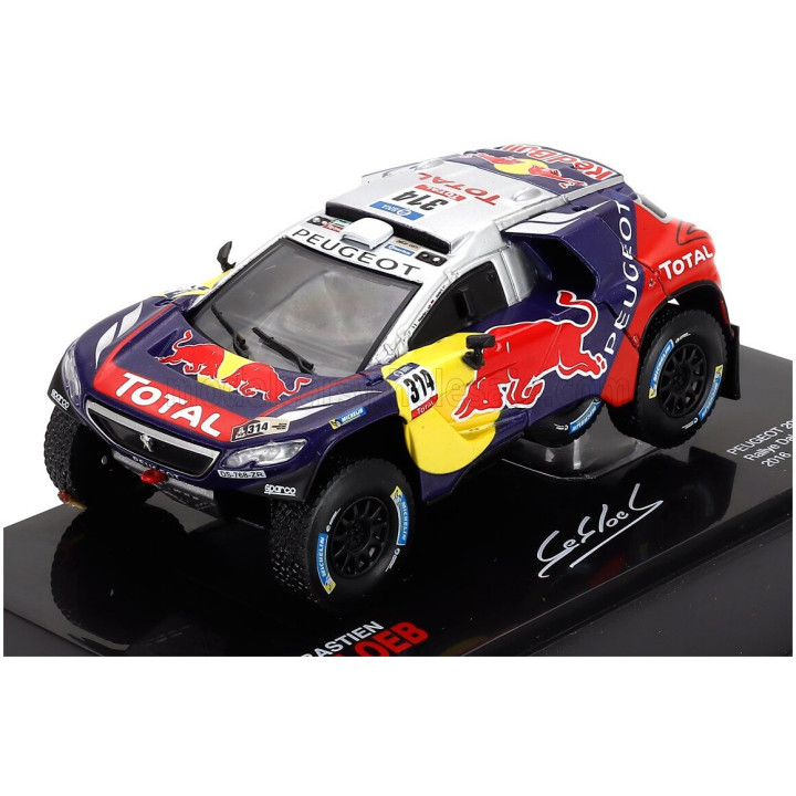 EDICOLA PEUGEOT 2008 DKR16 TEAM PEUGEOT TOTAL N 314 RALLY DAKAR 2016 SEBASTIEN LOEB - DANIEL ELENA - CON VETRINA - WITH