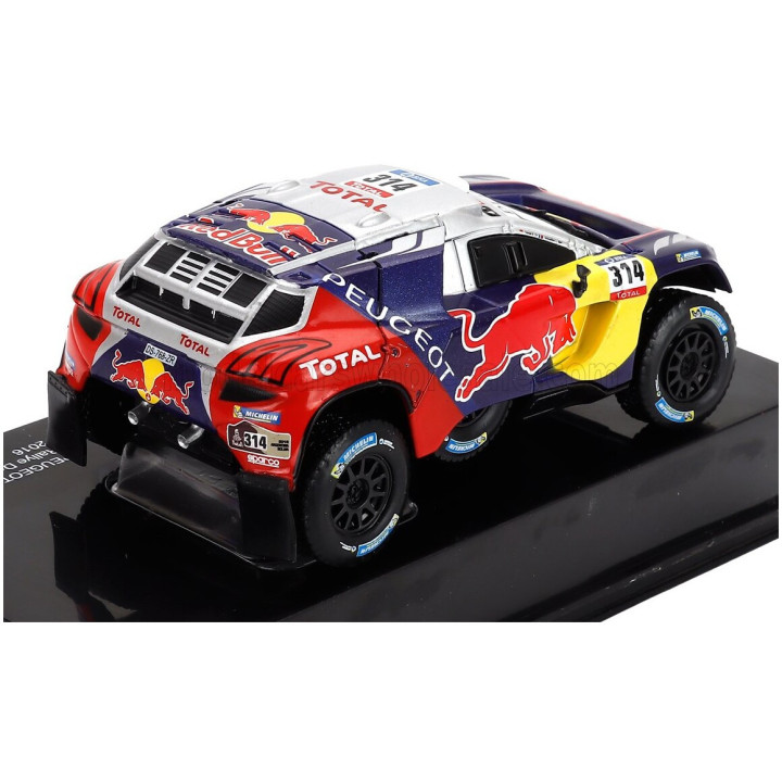 EDICOLA PEUGEOT 2008 DKR16 TEAM PEUGEOT TOTAL N 314 RALLY DAKAR 2016 SEBASTIEN LOEB - DANIEL ELENA - CON VETRINA - WITH