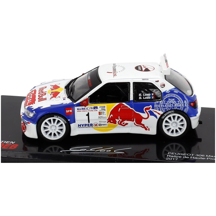 EDICOLA PEUGEOT 306 MAXI N 1 WINNER RALLY NATIONAL DE HAUTE PROVENCE 2017 SEBASTIEN LOEB - SEVERINE LOEB - CON VETRINA - WITH