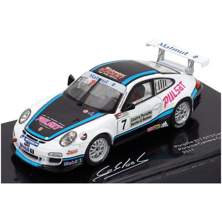 EDICOLA PORSCHE 911 997 GT3 CUP N 7 PORSCHE CARRERA CUP FRANCE PAUL RICARD 2011 SEBASTIEN LOEB - CON VETRINA - WITH SHOWCASE