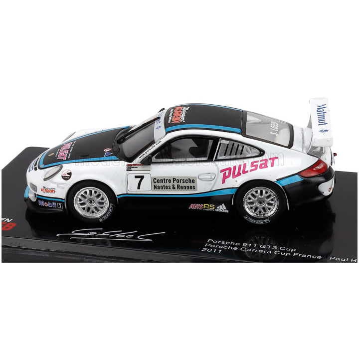 EDICOLA PORSCHE 911 997 GT3 CUP N 7 PORSCHE CARRERA CUP FRANCE PAUL RICARD 2011 SEBASTIEN LOEB - CON VETRINA - WITH SHOWCASE