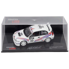 EDICOLA TOYOTA COROLLA WRC N 33 RALLY TOUR DE CORSE 2000 SEBASTIEN LOEB - DANIEL ELENA - CON VETRINA - WITH SHOWCASE - WHITE