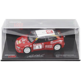EDICOLA CITROEN XSARA KIT CAR N 1 RALLY ANTIBES D'AZUR 2001 SEBASTIEN LOEB - DANIEL ELENA - CON VETRINA - WITH SHOWCASE - RED