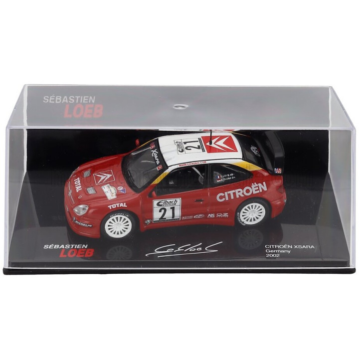 EDICOLA CITROEN XSARA WRC N 21 WINNER RALLY ADAC DEUTSCHLAND 2002 SEBASTIEN LOEB - DANIEL ELENA - CON VETRINA - WITH SHOWCASE