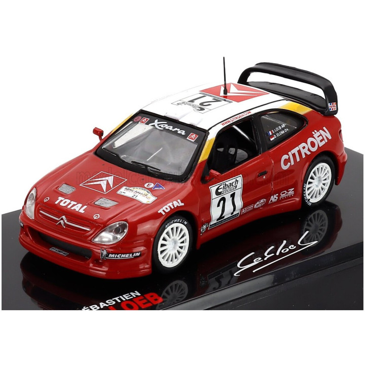 EDICOLA CITROEN XSARA WRC N 21 WINNER RALLY ADAC DEUTSCHLAND 2002 SEBASTIEN LOEB - DANIEL ELENA - CON VETRINA - WITH SHOWCASE