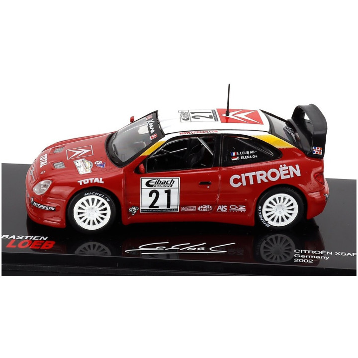 EDICOLA CITROEN XSARA WRC N 21 WINNER RALLY ADAC DEUTSCHLAND 2002 SEBASTIEN LOEB - DANIEL ELENA - CON VETRINA - WITH SHOWCASE