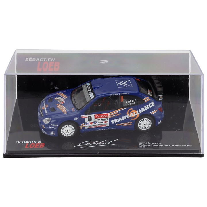 EDICOLA CITROEN XSARA N 0 RALLY DE ROUERGUE AVEYRON MIDI-PYRENEES 2006 SEBASTIEN LOEB - SEVERINE MENY - CON VETRINA - WITH