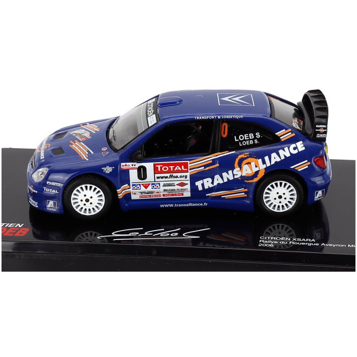 EDICOLA CITROEN XSARA N 0 RALLY DE ROUERGUE AVEYRON MIDI-PYRENEES 2006 SEBASTIEN LOEB - SEVERINE MENY - CON VETRINA - WITH
