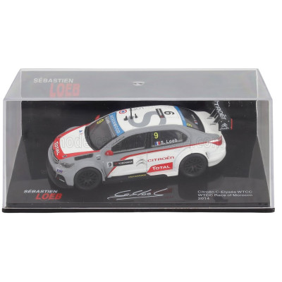 EDICOLA CITROEN C-ELYSEE N 9 WTCC RACE OF MAROCCO 2014 SEBASTIEN LOEB - CON VETRINA - WITH SHOWCASE - WHITE MATT GREY RED 1/43