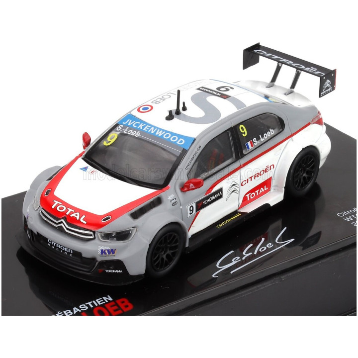 EDICOLA CITROEN C-ELYSEE N 9 WTCC RACE OF MAROCCO 2014 SEBASTIEN LOEB - CON VETRINA - WITH SHOWCASE - WHITE MATT GREY RED 1/43