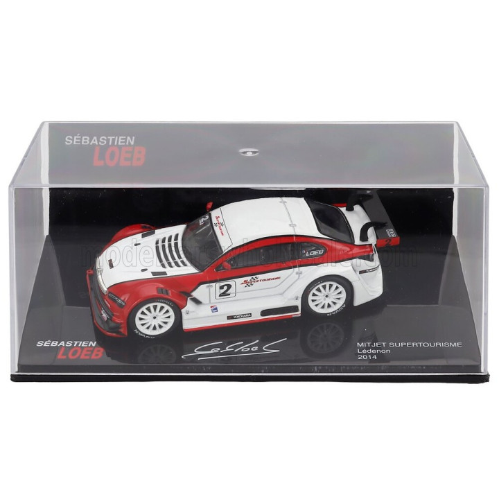 EDICOLA CITROEN MITJET N 2 WINNER SUPERTOURISME LEDENON 2014 SEBASTIEN LOEB - CON VETRINA - WITH SHOWCASE - WHITE RED 1/43