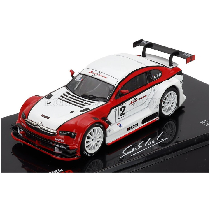 EDICOLA CITROEN MITJET N 2 WINNER SUPERTOURISME LEDENON 2014 SEBASTIEN LOEB - CON VETRINA - WITH SHOWCASE - WHITE RED 1/43