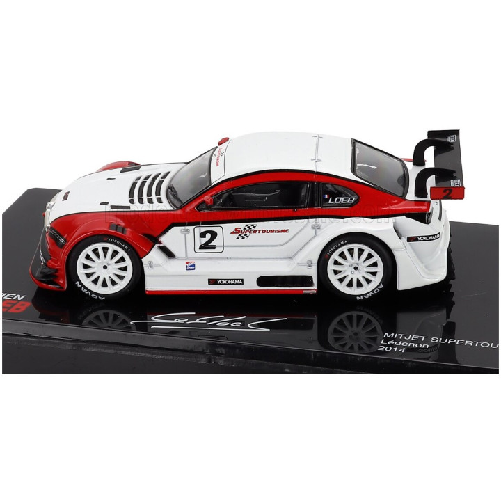 EDICOLA CITROEN MITJET N 2 WINNER SUPERTOURISME LEDENON 2014 SEBASTIEN LOEB - CON VETRINA - WITH SHOWCASE - WHITE RED 1/43