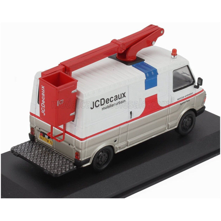 EDICOLA CITROEN C35 VAN PORTE NACELLE JCDecaux MOBILIER URBAIN SERVICE ENTRETIEN AGENCE PARIS 1975 - WHITE RED GOLD 1/43