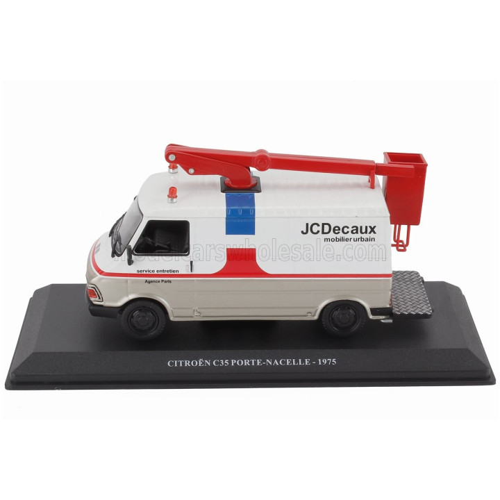 EDICOLA CITROEN C35 VAN PORTE NACELLE JCDecaux MOBILIER URBAIN SERVICE ENTRETIEN AGENCE PARIS 1975 - WHITE RED GOLD 1/43
