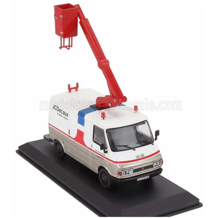 EDICOLA CITROEN C35 VAN PORTE NACELLE JCDecaux MOBILIER URBAIN SERVICE ENTRETIEN AGENCE PARIS 1975 - WHITE RED GOLD 1/43