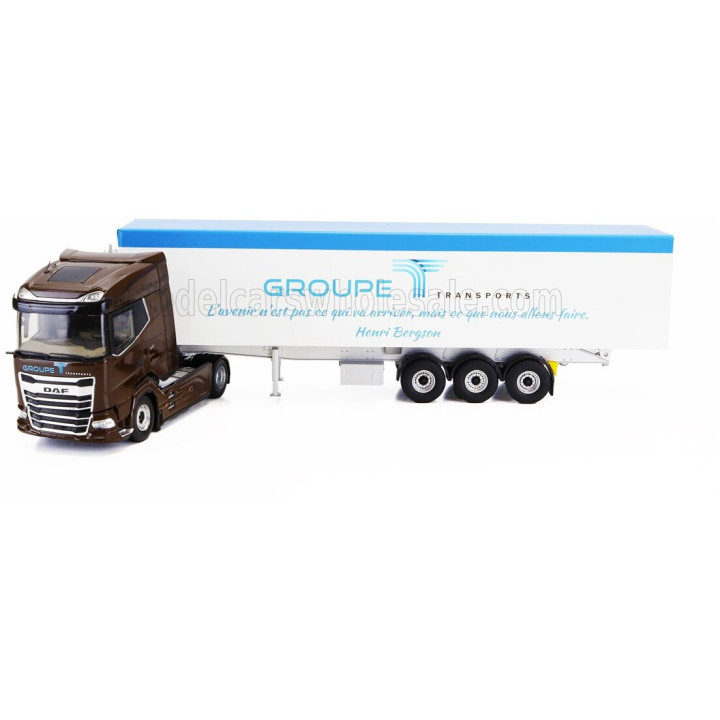 ELIGOR DAF XG TRUCK CASSONE RIBALTABILE GROUPE TRANSPORTS 2023 - BROWN WHITE 1/43