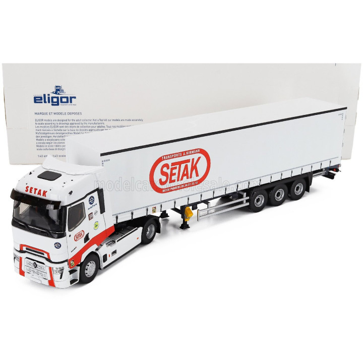 ELIGOR RENAULT T-LINE HIGH TRUCK SETAK TELONATO TRANSPORTS 2023 - WHITE 1/43