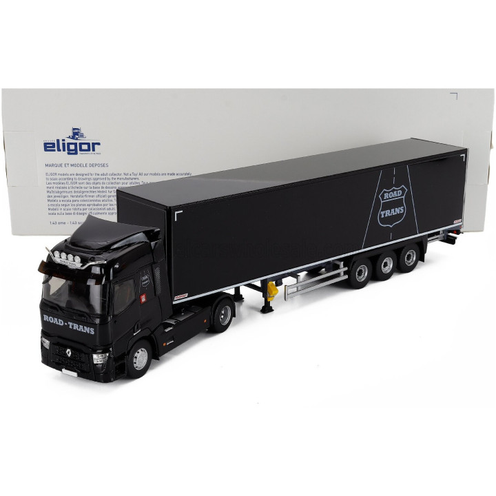 ELIGOR RENAULT T480 TRUCK CASSONATO ROAD TRANS TRANSPORTS 2021 - BLACK 1/43