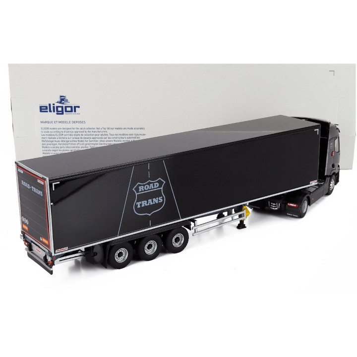 ELIGOR RENAULT T480 TRUCK CASSONATO ROAD TRANS TRANSPORTS 2021 - BLACK 1/43