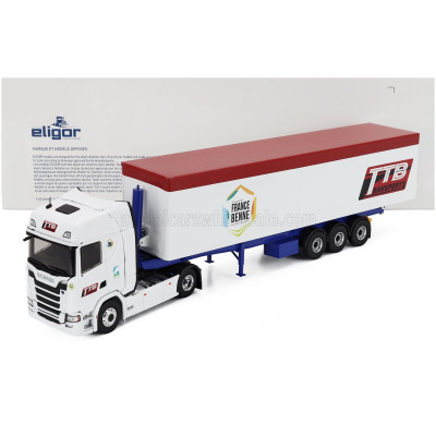 ELIGOR SCANIA S500 TRUCK CASSONATO TTB TRANSPORTS 2024 - WHITE 1/43