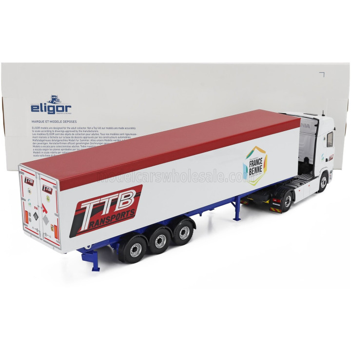 ELIGOR SCANIA S500 TRUCK CASSONATO TTB TRANSPORTS 2024 - WHITE 1/43