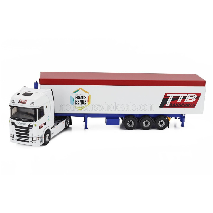 ELIGOR SCANIA S500 TRUCK CASSONATO TTB TRANSPORTS 2024 - WHITE 1/43