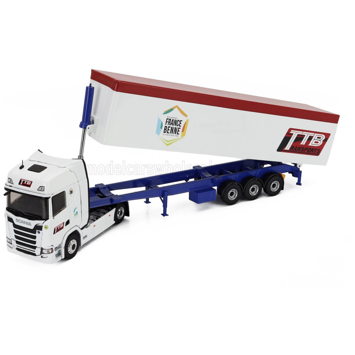 ELIGOR SCANIA S500 TRUCK CASSONATO TTB TRANSPORTS 2024 - WHITE 1/43