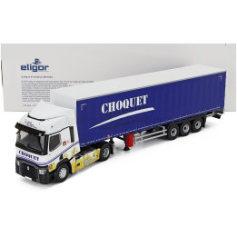 ELIGOR RENAULT T480 TRUCK TELONATO CHOQUET TRANSPORTS 2021 - WHITE BLUE 1/43