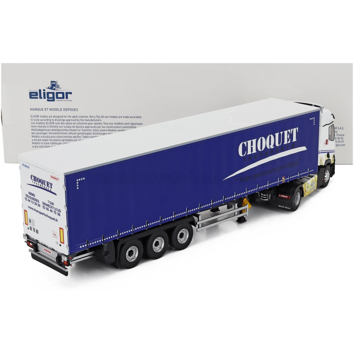 ELIGOR RENAULT T480 TRUCK TELONATO CHOQUET TRANSPORTS 2021 - WHITE BLUE 1/43