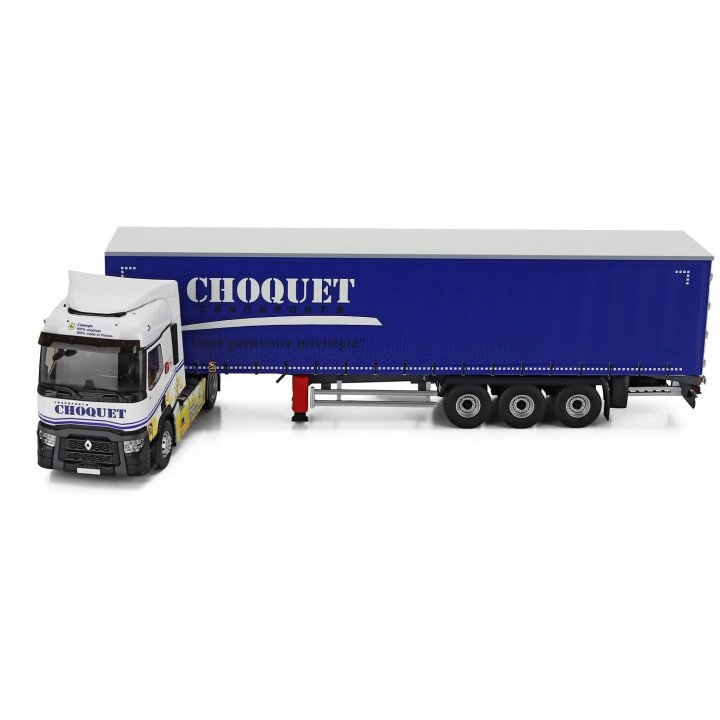 ELIGOR RENAULT T480 TRUCK TELONATO CHOQUET TRANSPORTS 2021 - WHITE BLUE 1/43
