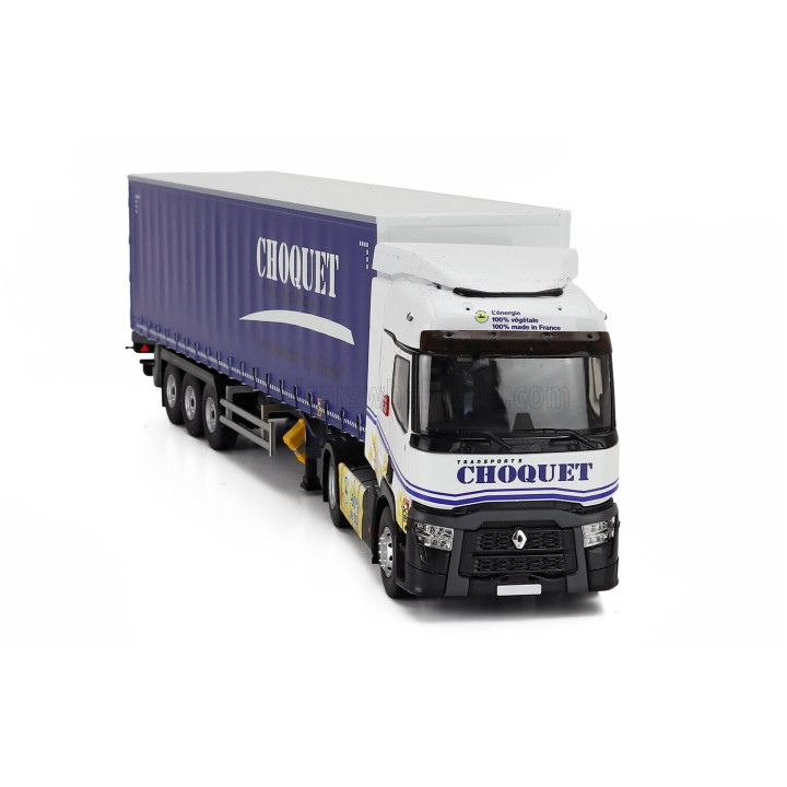 ELIGOR RENAULT T480 TRUCK TELONATO CHOQUET TRANSPORTS 2021 - WHITE BLUE 1/43