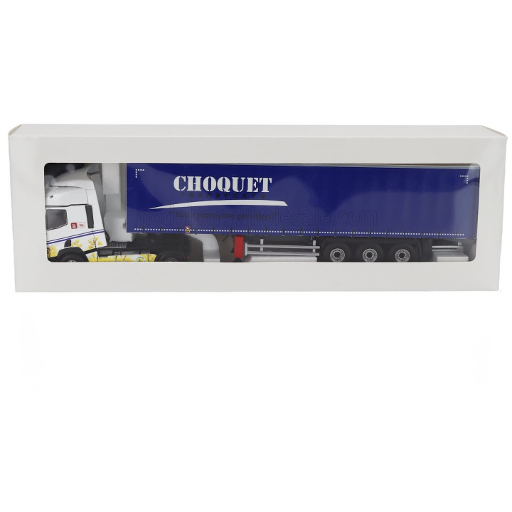 ELIGOR RENAULT T480 TRUCK TELONATO CHOQUET TRANSPORTS 2021 - WHITE BLUE 1/43