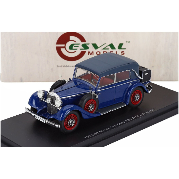 ESVAL MODEL MERCEDES BENZ 290 W18 D PASSO CORTO CABRIOLET CLOSED 1933 - BLUE RED 1/43