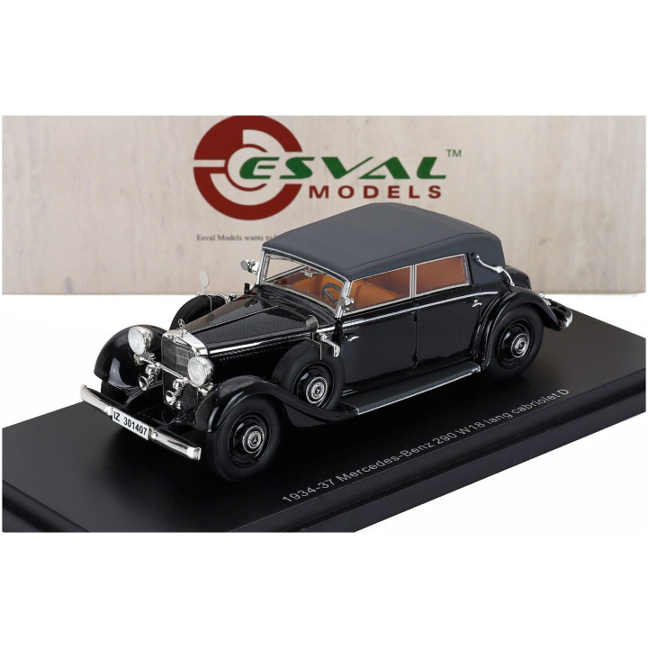 ESVAL MODEL MERCEDES BENZ 290 W18 D PASSO LUNGO CABRIOLET CLOSED 1933 - BLACK 1/43