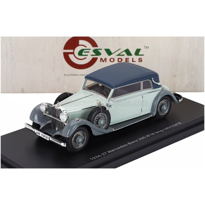 ESVAL MODEL MERCEDES BENZ 290 W18 D PASSO LUNGO CABRIOLET CLOSED 1933 - 2 TONE GREY 1/43