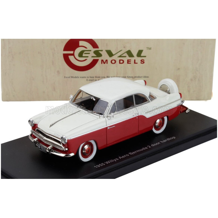 ESVAL MODEL WILLYS AERO BERMUDA COUPE 1955 - RED WHITE 1/43