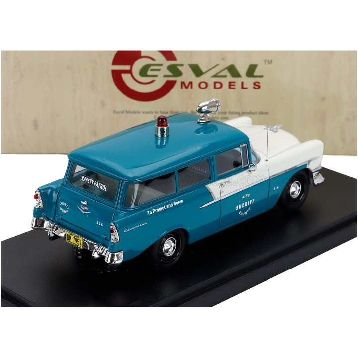 ESVAL MODEL CHEVROLET 150 HANDYMAN POLICE 1956 - TORQUOISE WHITE 1/43