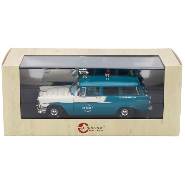 ESVAL MODEL CHEVROLET 150 HANDYMAN POLICE 1956 - TORQUOISE WHITE 1/43