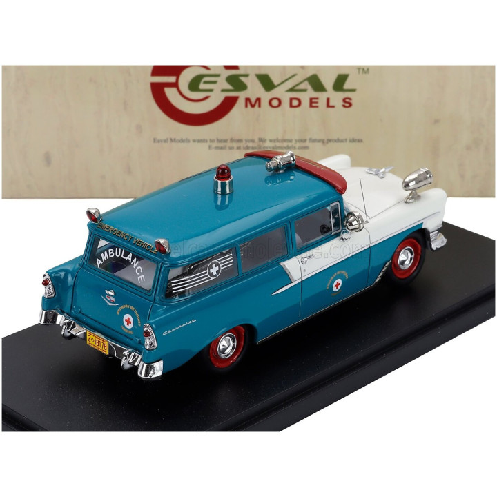 ESVAL MODEL CHEVROLET 150 HANDYMAN AMBULANCE 1956 - TORQUOISE WHITE RED 1/43