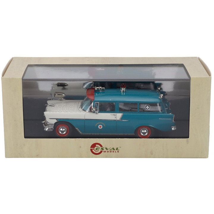 ESVAL MODEL CHEVROLET 150 HANDYMAN AMBULANCE 1956 - TORQUOISE WHITE RED 1/43