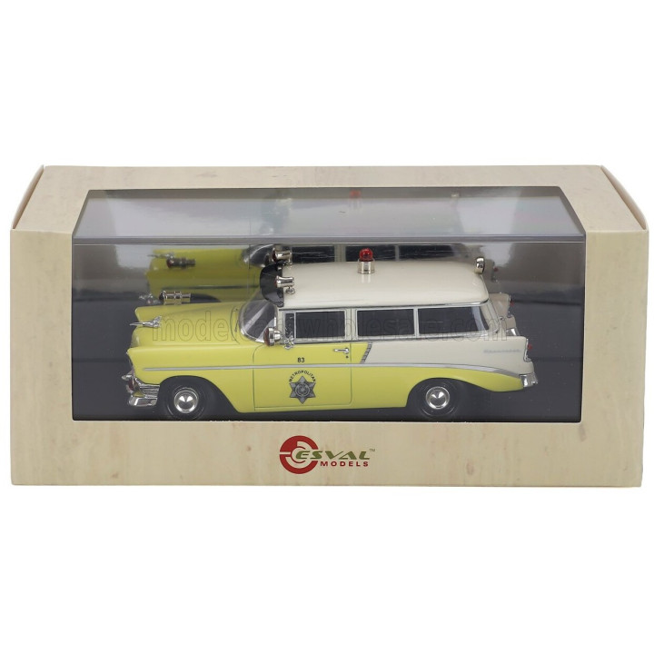 ESVAL MODEL CHEVROLET 210 HANDYMAN POLICE 1956 - YELLOW WHITE BLACK 1/43