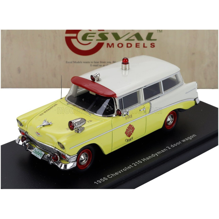 ESVAL MODEL CHEVROLET 210 HANDYMAN FIRE ENGINE 1956 - YELLOW WHITE RED 1/43