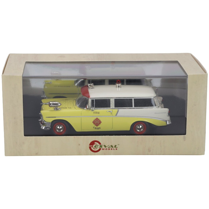 ESVAL MODEL CHEVROLET 210 HANDYMAN FIRE ENGINE 1956 - YELLOW WHITE RED 1/43