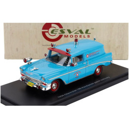 ESVAL MODEL CHEVROLET 150 VAN AMBULANCE 1956 - BLUE RED 1/43