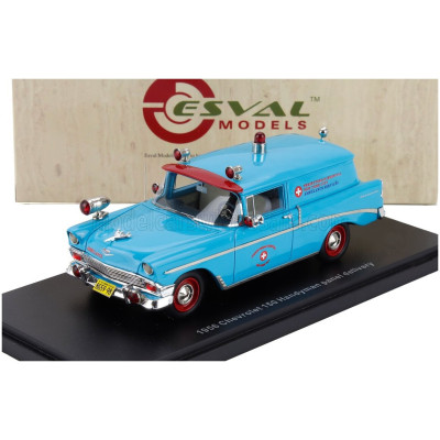 ESVAL MODEL CHEVROLET 150 VAN AMBULANCE 1956 - BLUE RED 1/43