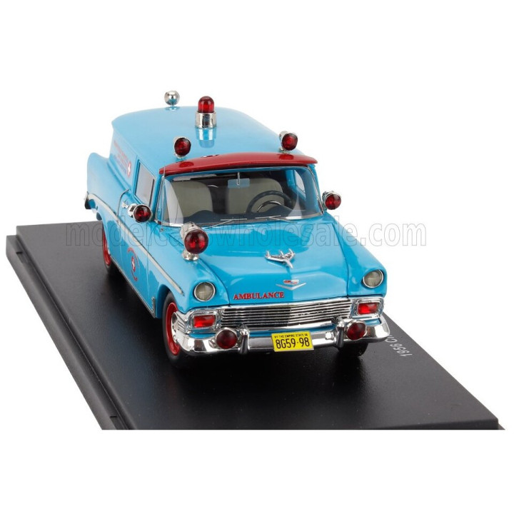 ESVAL MODEL CHEVROLET 150 VAN AMBULANCE 1956 - BLUE RED 1/43