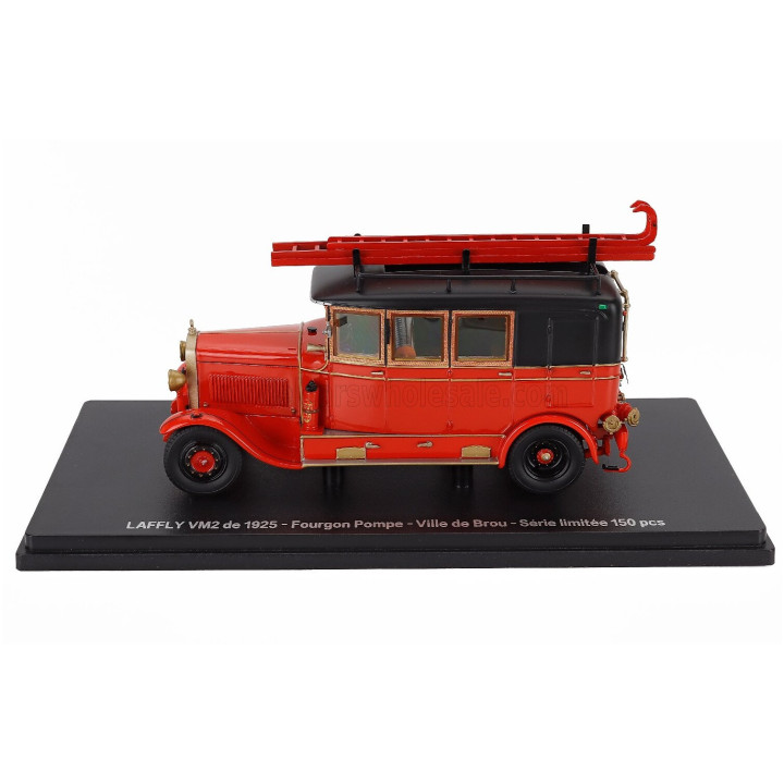 FRANSTYLE LAFFLY VM2 TRUCK FOURGON POMPE SAPEURS POMPIERS VILLE DE BROU 1925 - RED BLACK 1/43